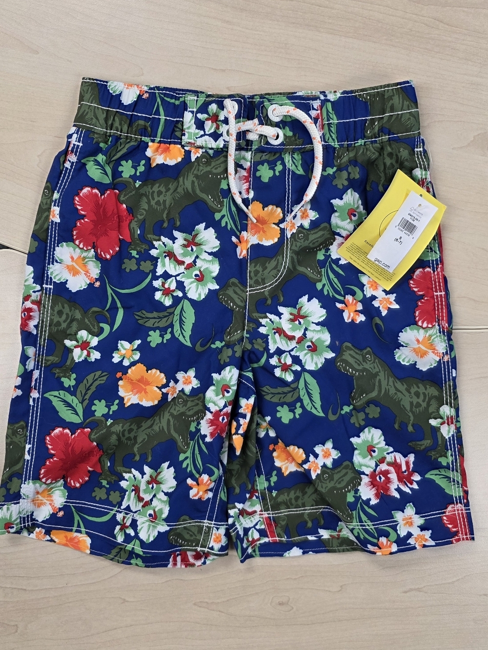 GAP Boys Navy Floral & Dino Swim Trunks
